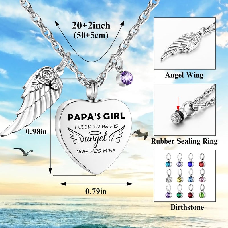 Dletay Heart Urn Necklace for Human Ashes Cremation Jewelry with 12 Birthstones Cremation Necklace for Ashes - Image 2